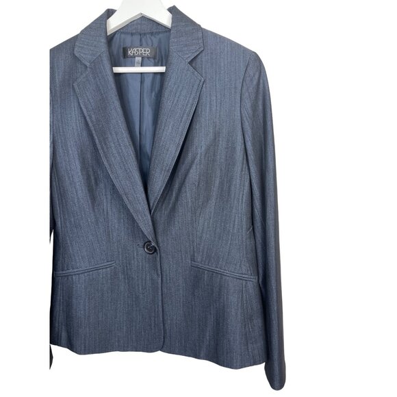 Kasper Blue Blazer Women’s 8 Classic Preppy Work Jacket Old Money Style - Picture 3 of 12